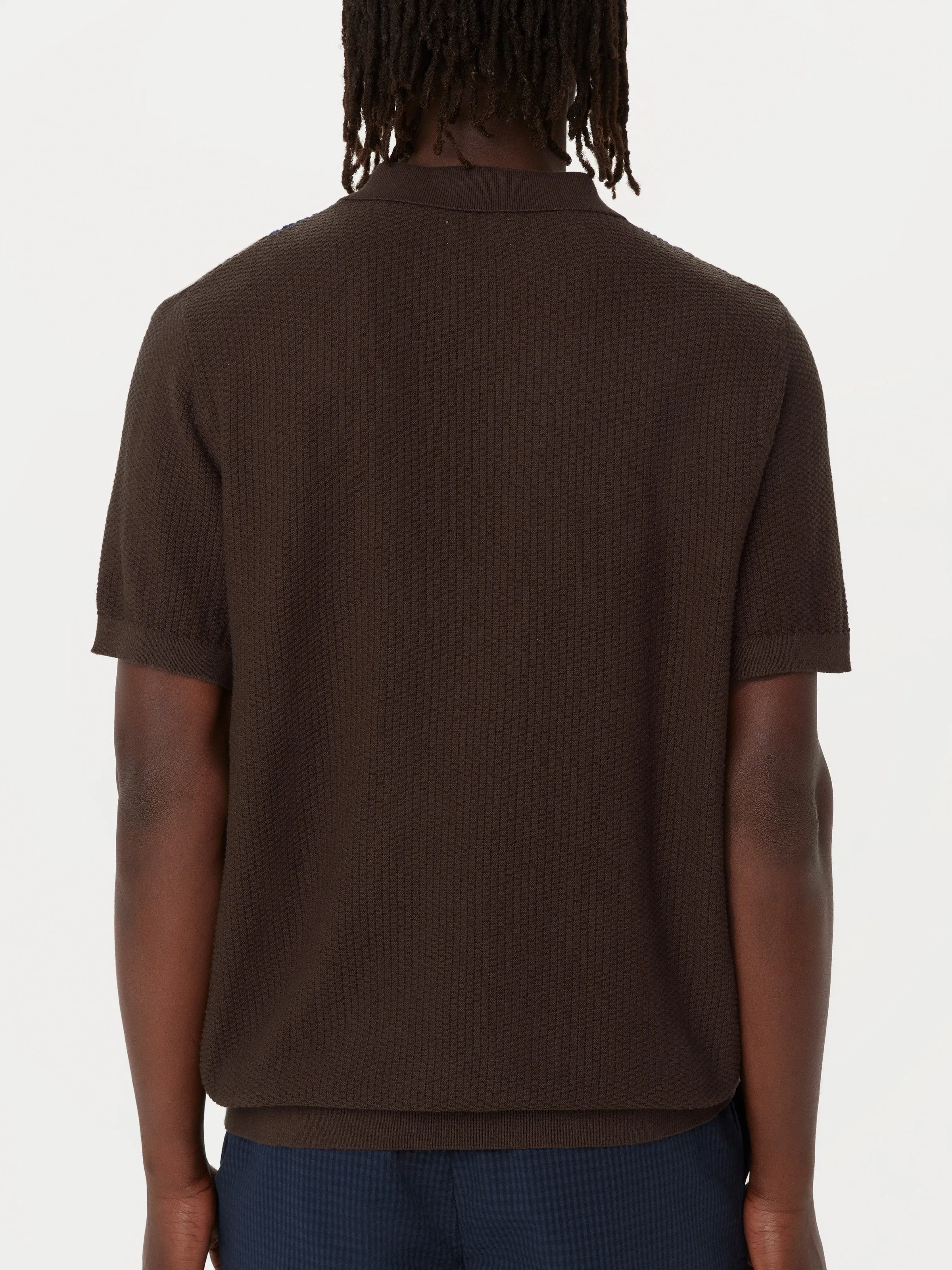 The Mixed-Stitch Polo in Chocolate Brown