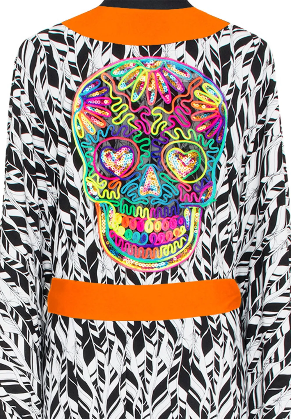 Tulum – Feathers Kimono Skull (Neon Orange)