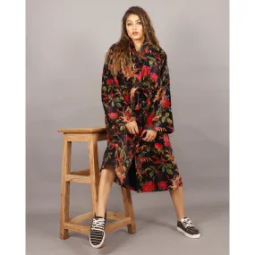 Velvet Kimono/ Jacket-Birds of Paradise-Black