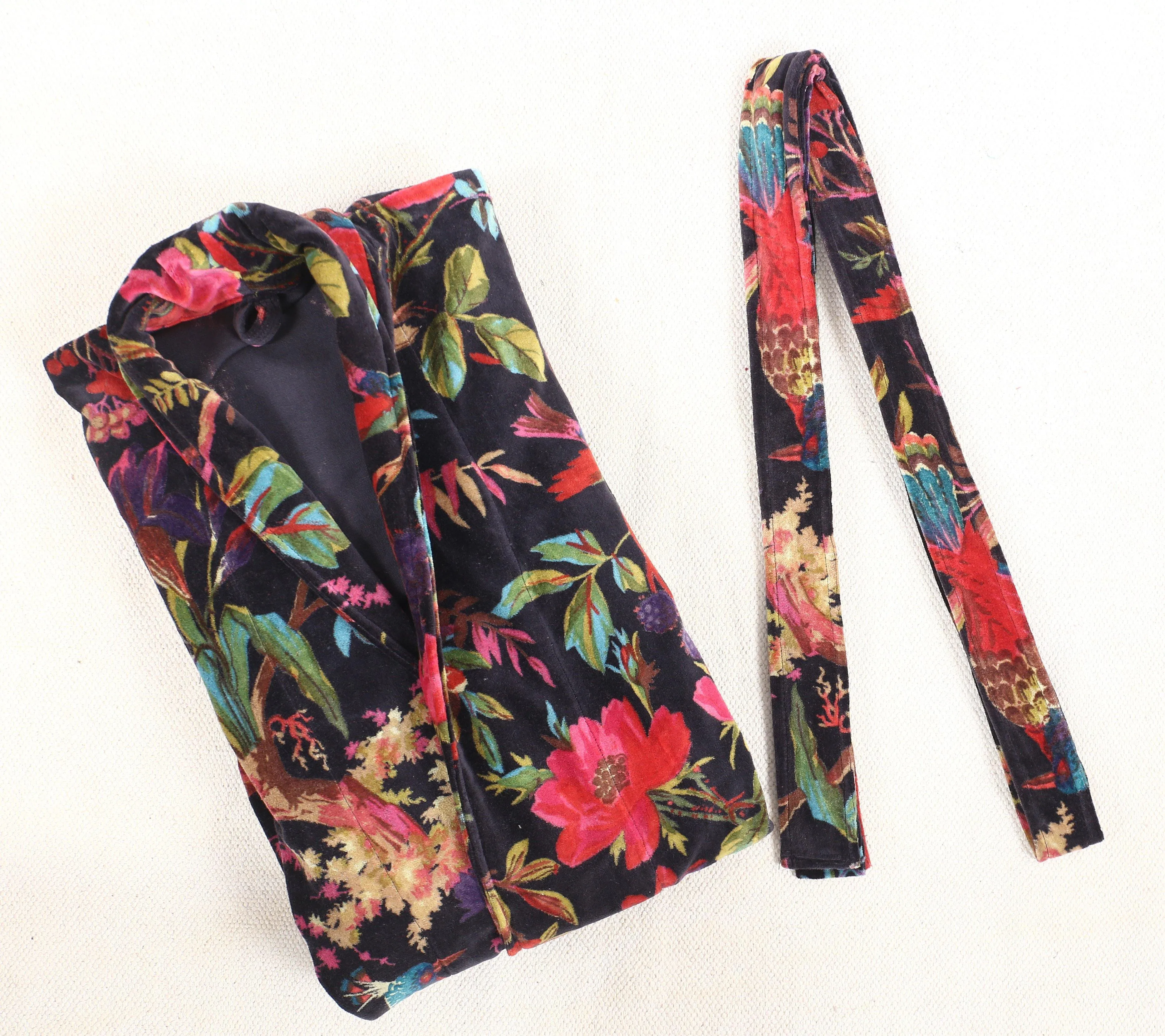 Velvet Kimono/ Jacket-Birds of Paradise-Black