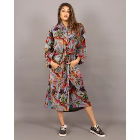 Velvet Kimono/ Jacket-Birds of Paradise-Blue