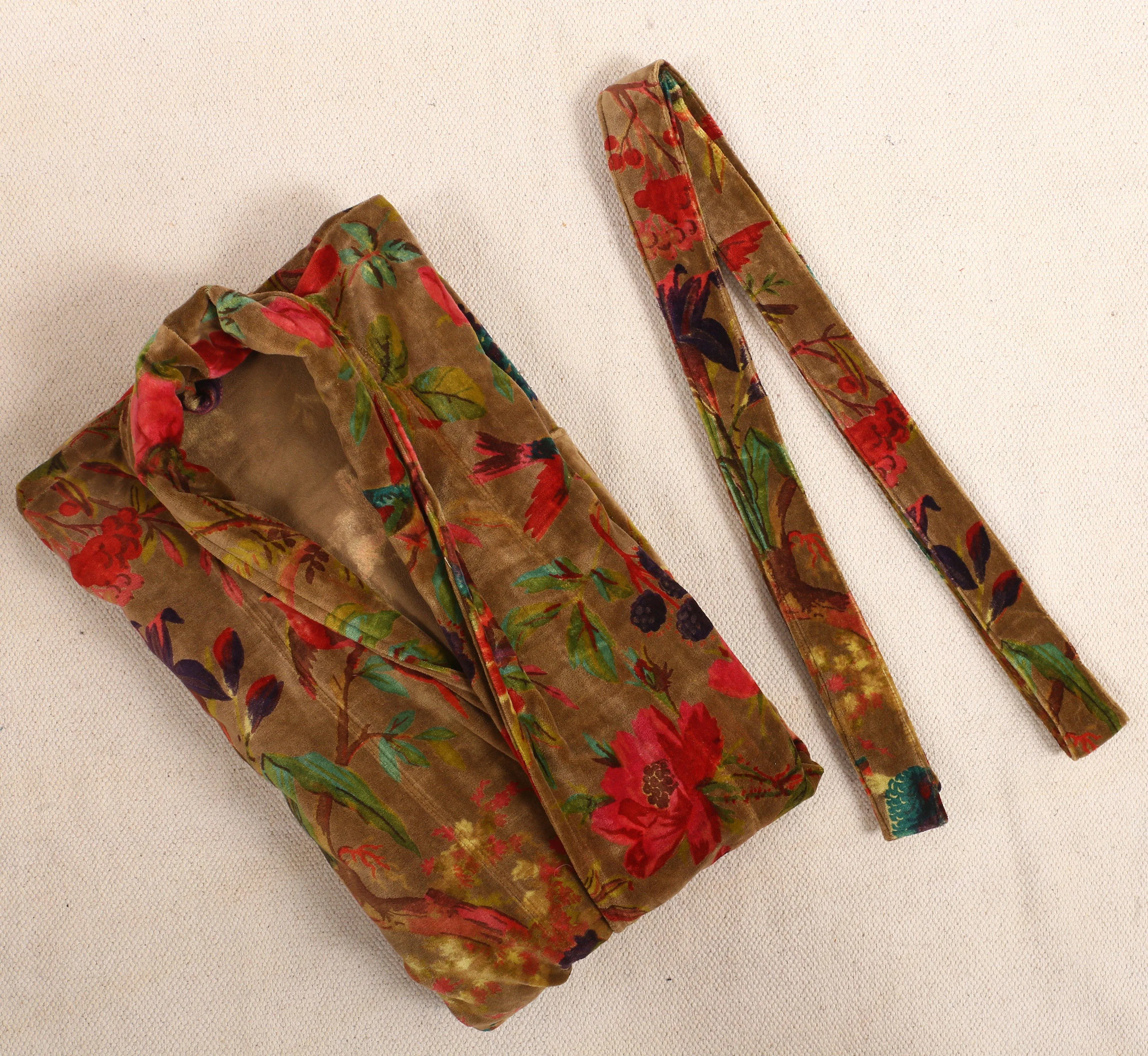 Velvet Kimono/ Jacket-Birds of Paradise-Green