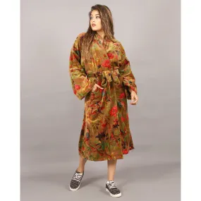 Velvet Kimono/ Jacket-Birds of Paradise-Green