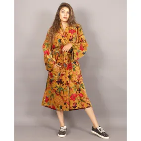 Velvet Kimono/ Jacket-Birds of Paradise-Mustard