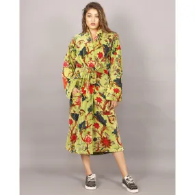Velvet Kimono/ Jacket-Tree of life green