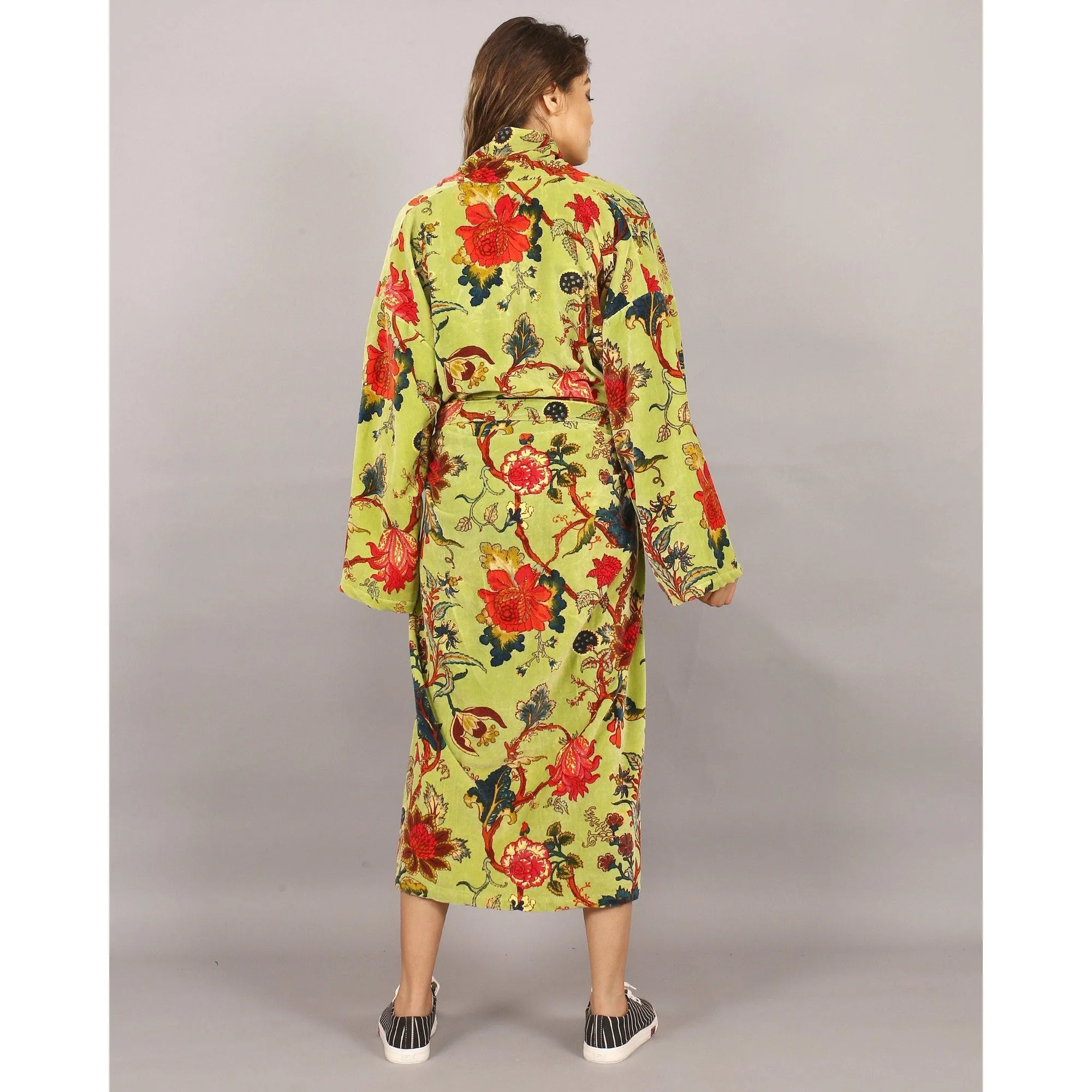 Velvet Kimono/ Jacket-Tree of life green