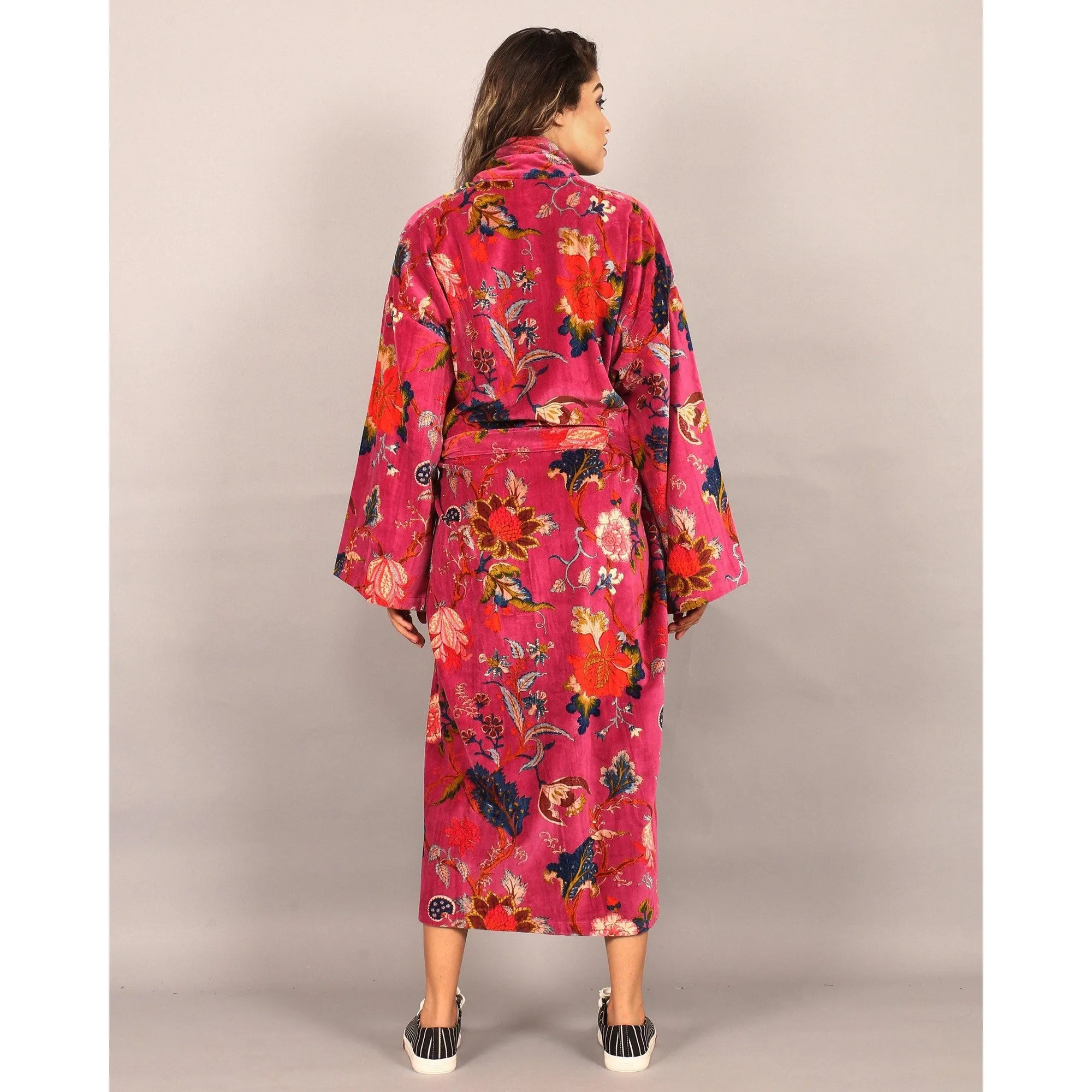 Velvet Kimono/ Jacket-Tree of life Magenta