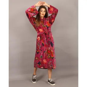 Velvet Kimono/ Jacket-Tree of life Magenta