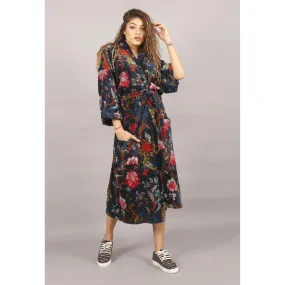 Velvet tree of life Kimono/ Jacket-Navy blue