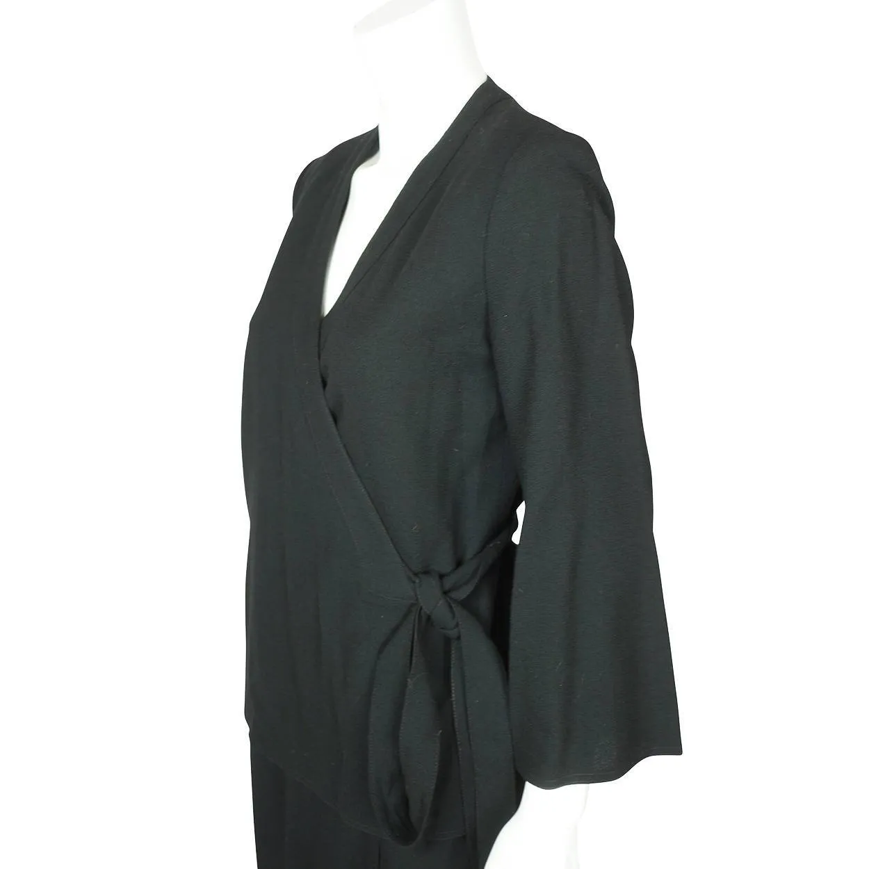 Vintage 1970s Designer Guy Laroche Black Wool Skirt Suit 2 Piece Ensemble Sz 12