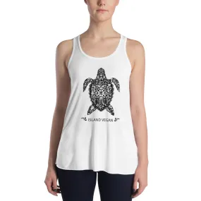 Women's Flowy Racerback Tank Top  / Island Vegan turtle